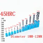 Флейты из карбида вольфрама HRC55, 1 мм 2 мм 3 мм 4 мм 5 мм 6 мм 8 мм 10 мм 24, плоские концевые фрезы, спиральные фрезы, фрезерные Фрезы с ЧПУ