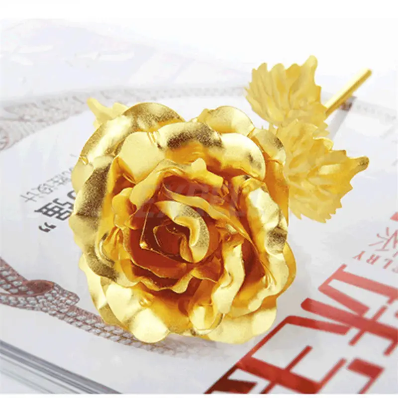24K Gold Plated Rose Flower Valentine's Day Gift Birthday Romantic Golden Home Decor Festive Party Supplies | Дом и сад