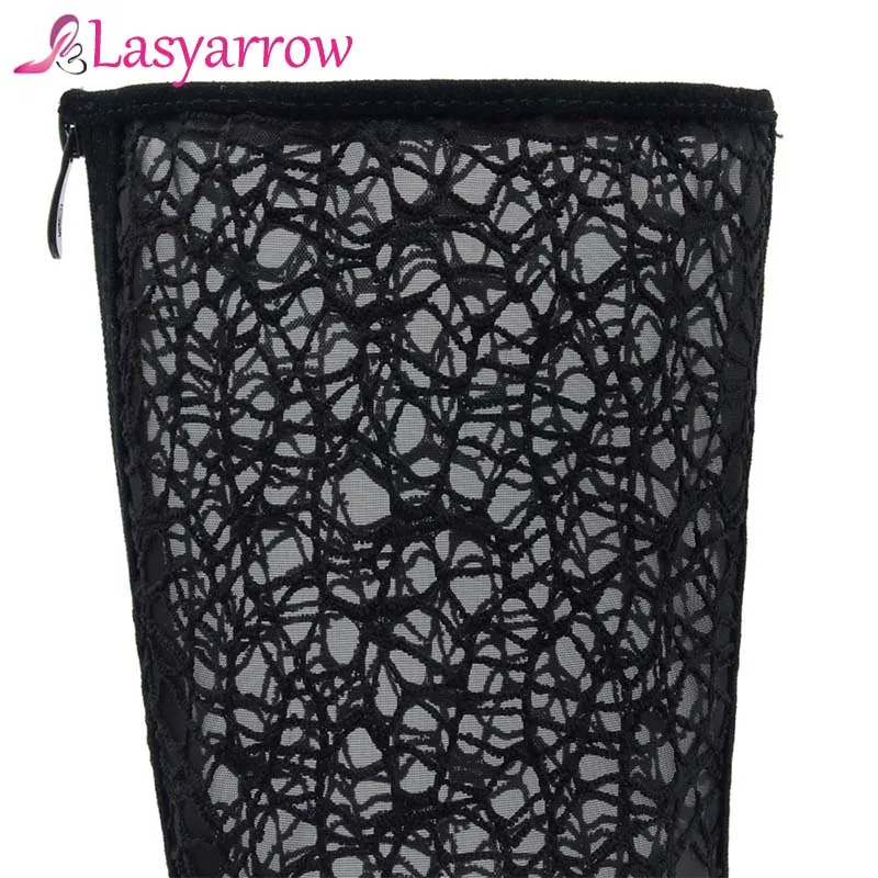 Lasyarrow/пикантные женские босоножки Новинка 2018 года модные сапоги до колена на