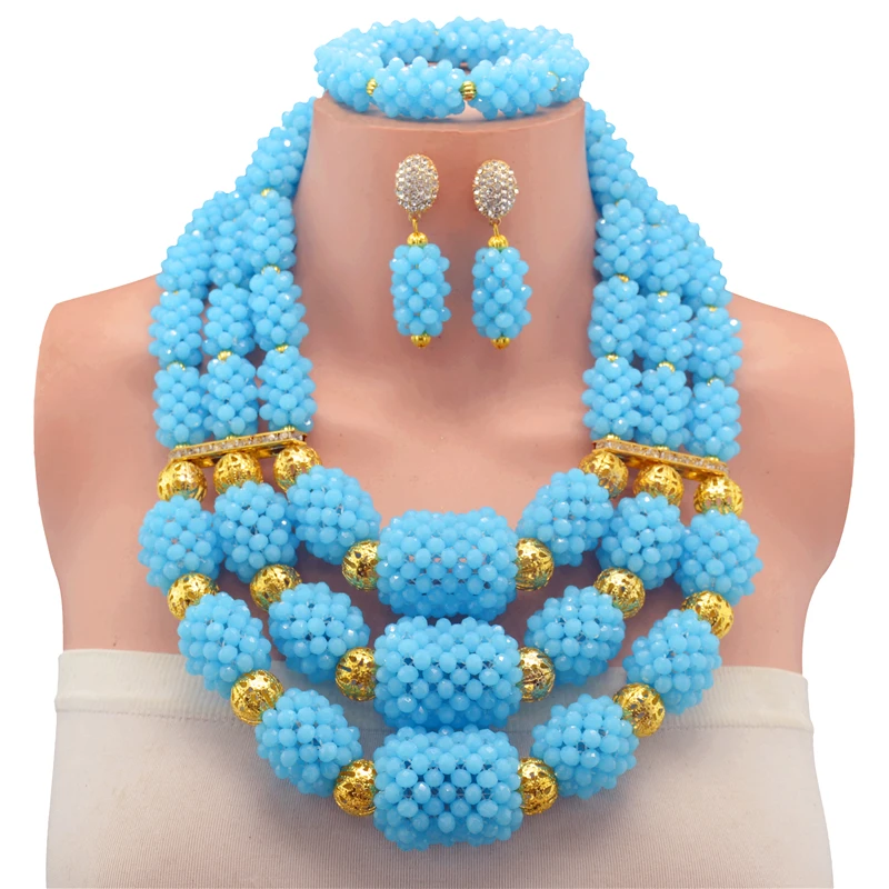 2017 нигерийский Свадебный комплект ювелирных изделий в африканском стиле