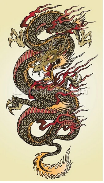 Пользовательские 3D художественные обои Дракон тату азиатская Фреска для