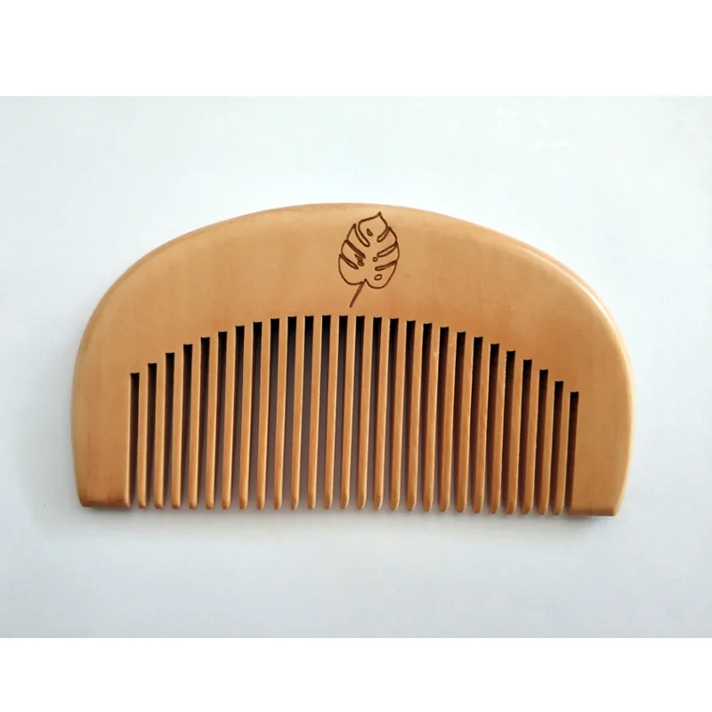 Гребень лунный из натурального персикового дерева с мелкими зубьями для мужчин и