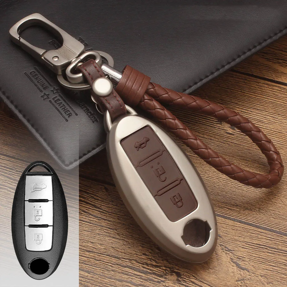 Чехол брелок для Nissan X Trail Teana Tiida Qashqai sunny Livina Sylphy из цинкового сплава и кожи|leather key