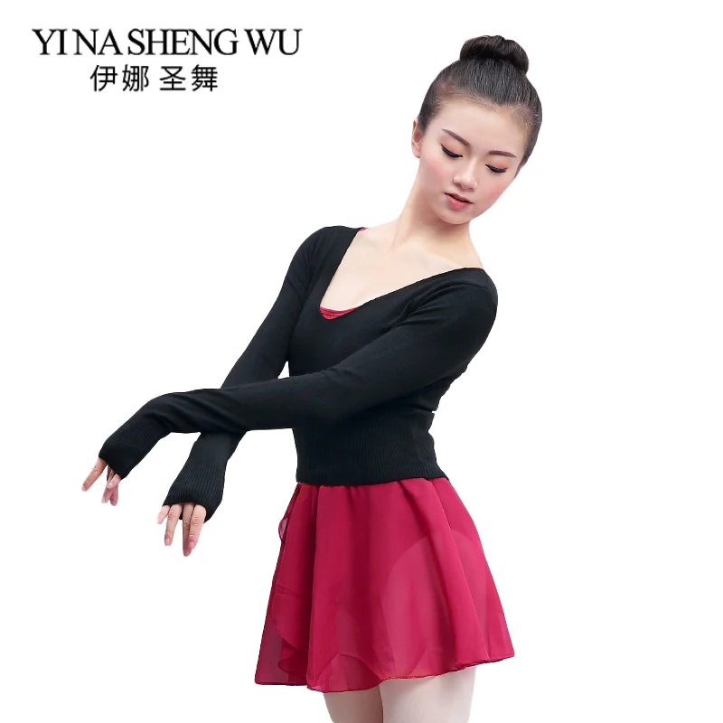 

Ballet Top Autumn Winter V Neck High Waist Dance Top Ballet Dance Sweater Coat Girls Women Long-sleeve Dance Tops Adult Ladies