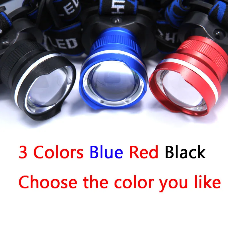 

2000 Lumens XM-L T6 LED 3-Mode Zoomable Headlamp Headlight Flashlight Head Lamp Light by 18650 for Camping (Only Headlamp)