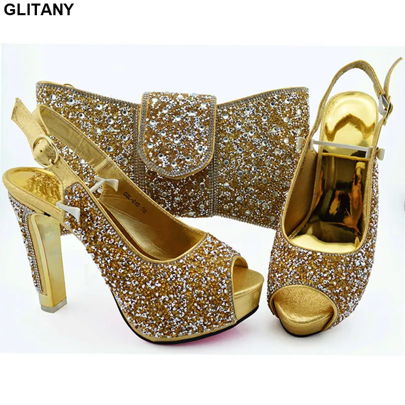 New Arrival Matching Shoes and Bag Set Decorated with Rhinestone Luxury Women Wedding Summer High Heeled for | Обувь