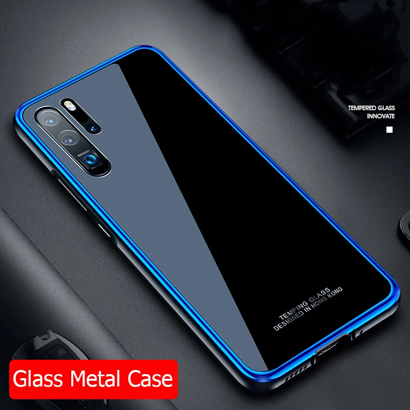 Роскошный чехол из закаленного стекла для Huawei P30 Pro авиационная металлическая