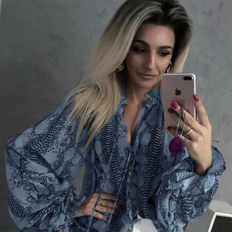 Женские топы из хлопка и полиэстера свободная рубашка со змеиным принтом 2019| |