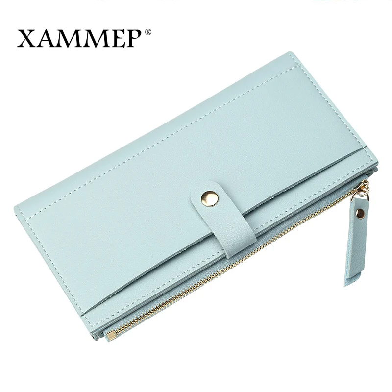 Sky Blue Женские кошельки, классический длинный кошелек, держатель для карт для женщин, ПУ кожа, карман для телефона, карман для монет, чехол для телефона, женские сумки, Xammep - Цвет: Sky Blue