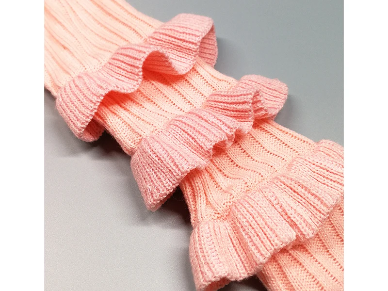 Women Clothing Ruffles O Neck Long Sleeve Pink Slim Sexy Slash Sweater Office Ladies Short Style Fashion Knitwear SJ2915M | Женская