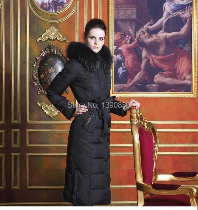 Luxury Extra Large and Thick Real Fur Collar Long Down Jacket Outware Lady's Coat Free Shipping 7022 | Женская одежда
