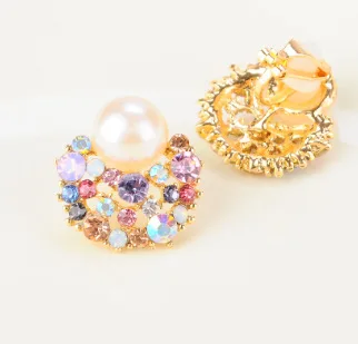 2018 Хрустальный жемчуг цветок невесты запонки Клипсы Серьги Ушные манжеты для