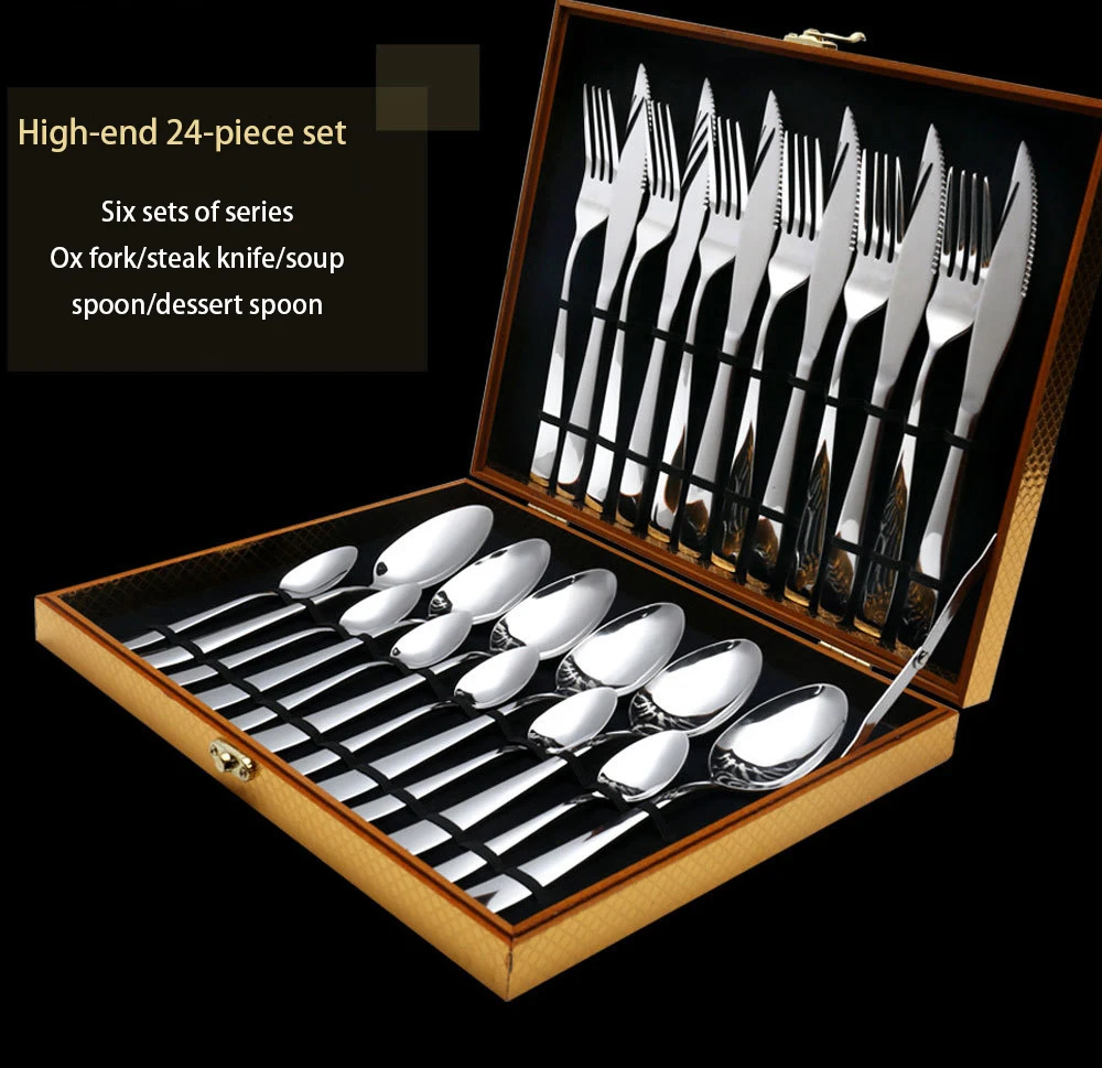 Горячая распродажа 24 шт./компл. однотонная столовая посуда из нержавеющей стали