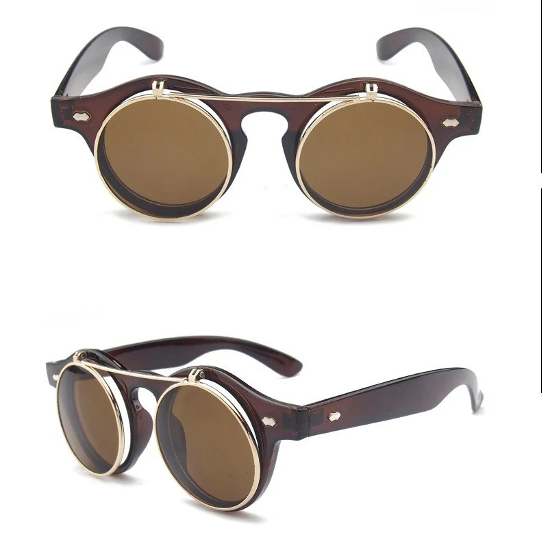 Sunglasses men Vintage Steampunk Goggles Clip on sunglasses Retro Flip Up Eyeglasses Gothic Eyewear Punk men Glasses Oculos