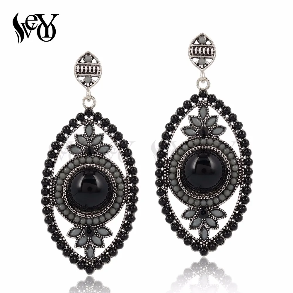 Женские акриловые серьги VEYO круглые винтажные большие из проса и никеля без