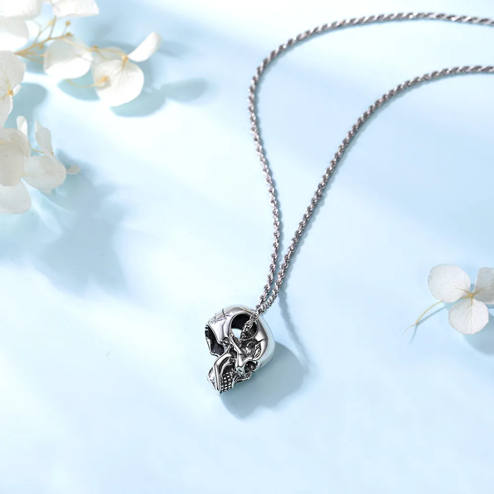 Ожерелье мужское из серебра 925 пробы с подвеской в виде черепа и скелета |