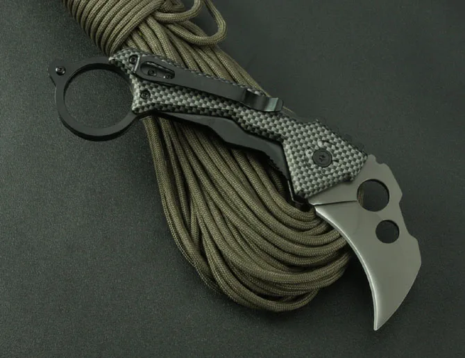 Karambit нож из углеродного волокна с узором DA46 складной для отдыха на природе EDC