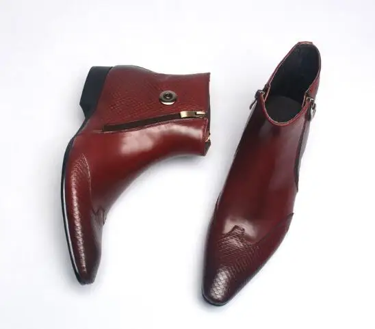 

Новинка; Ботинки Martin из змеиной кожи; Мужские английские остроконечные ботинки с двойной молнией; Ботильоны из деловой кожи