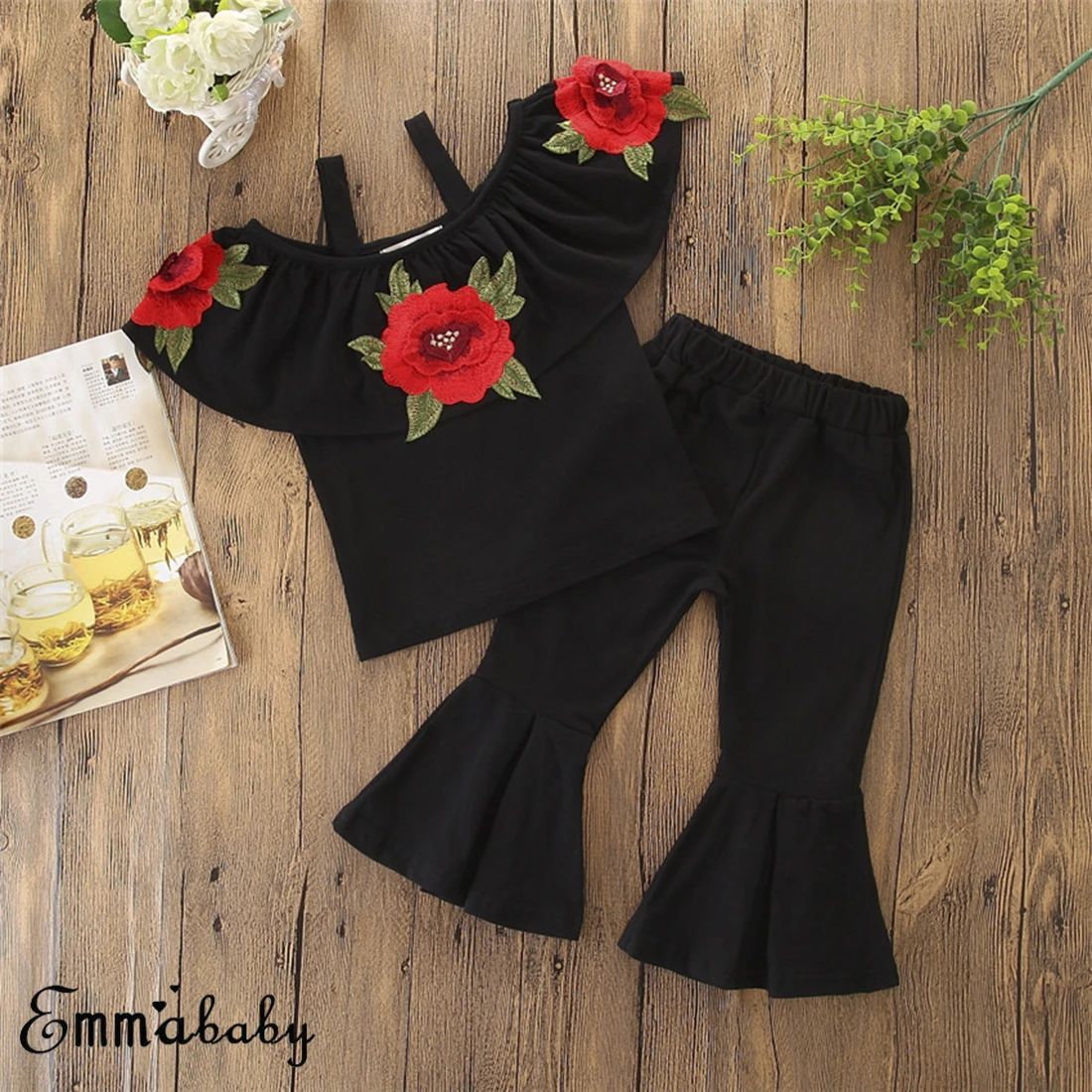 Комплект детской одежды из 2 предметов для девочки комплект с рисунком розами