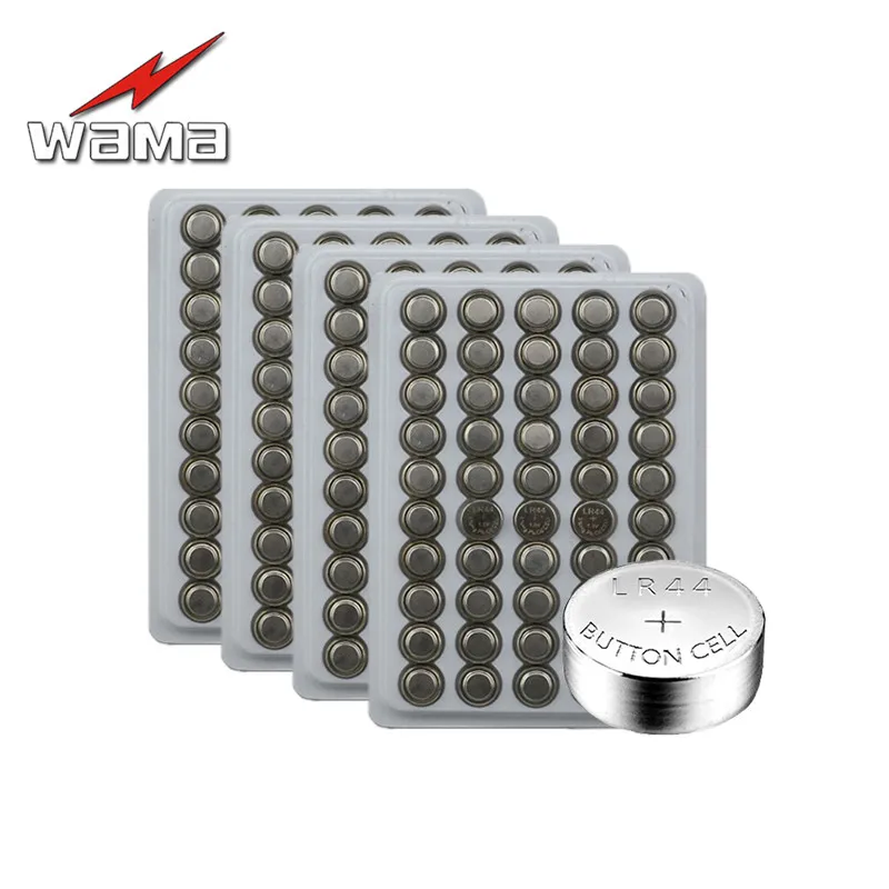 200pcs/lot Wama AG13 1.5V Coin Alkaline Batteries Button Cell for Colorful Night Light Alarm Watch 357A LR44 LRA76 L1154 Battery
