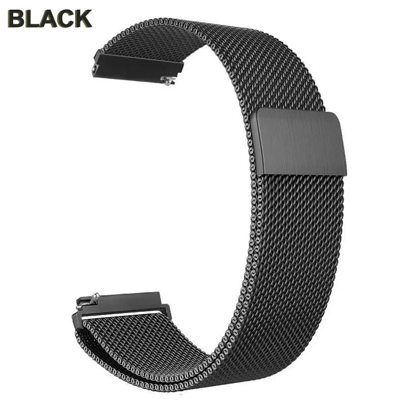 black 22 мм 20 мм ремешок для Huami Amazfit ремешок Bip Pace Stratos 2 браслет на запястье металлический нержавеющий магнитный ремешок Смарт-часы ремень - Цвет: black