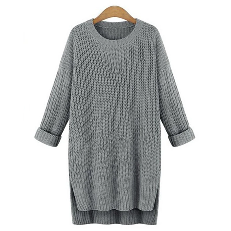 Женский свитер CHICEVER вязаный ассиметричный большого размера с длинным рукавом и
