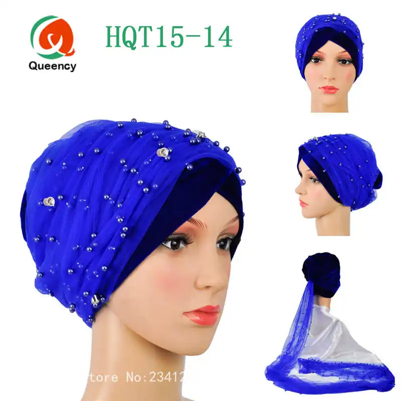 Бархатный тюрбан gele многоцветный Африканский головной убор с бусинами