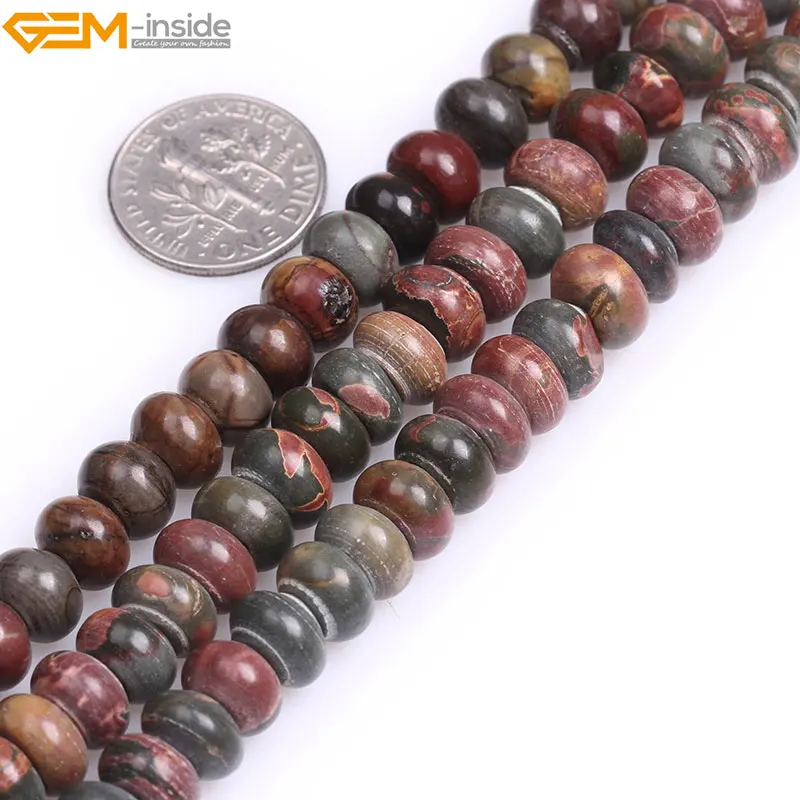 Натуральный Рондель Гладкий Пикассо Jaspers бусины каменные разделители для