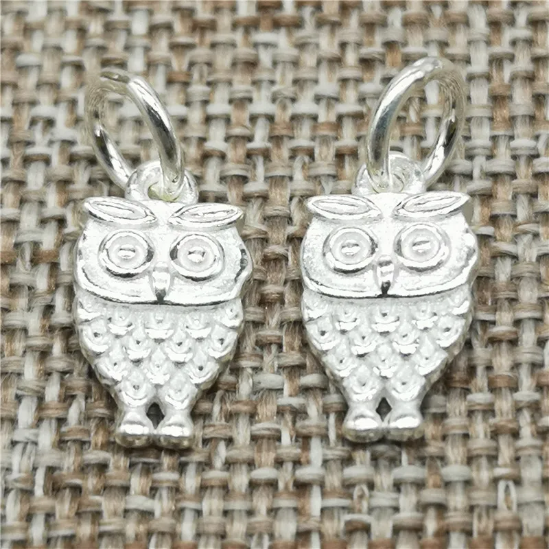 5 Pieces of 925 Sterling Silver Shiny Owl Charms for Bracelet Necklace Earrings
