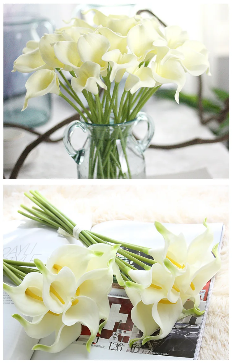 6PCArtificial PUCalla с свадебным украшением, букеты для дома, Осеннее украшение, искусственные растения, роскошный Декор для дома