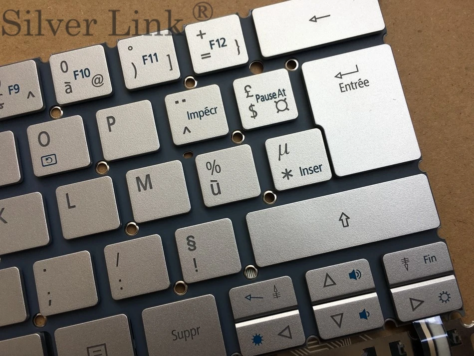 FR Французская клавиатура для Acer S7 S7-391 S7-392 MS2364 Серебристая с подсветкой Azerty Layout |