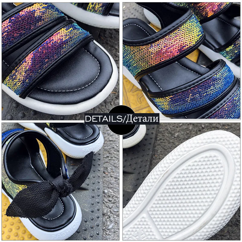 Сандалии JK с пайетками женская обувь открытым носком повседневные сандалии