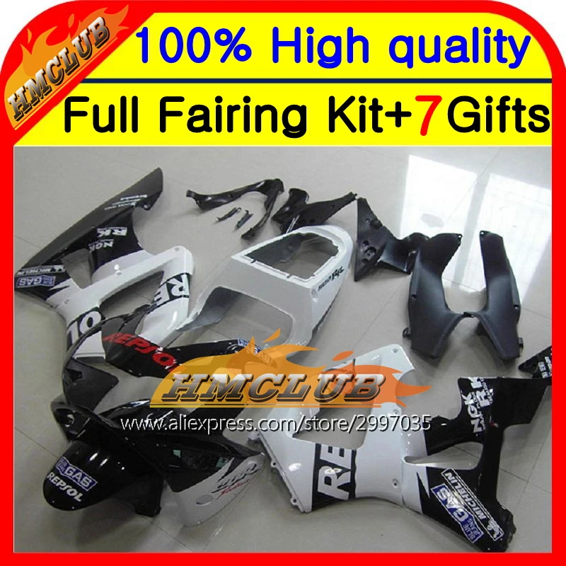 Корпус белый blk для HONDA CBR900RR 00 01 CBR929 RR 36HM60 Repsol черный CBR 929RR 929 CBR929RR 2000 2001