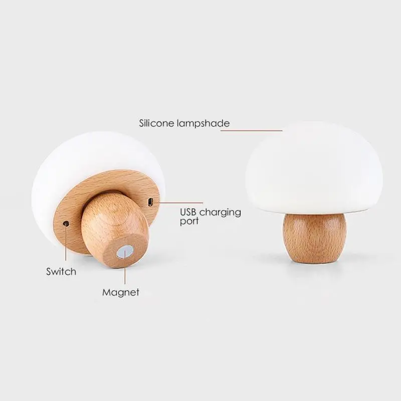 Деревянный грибок светодио дный ночник многоцветный RGB Беспроводной удаленные