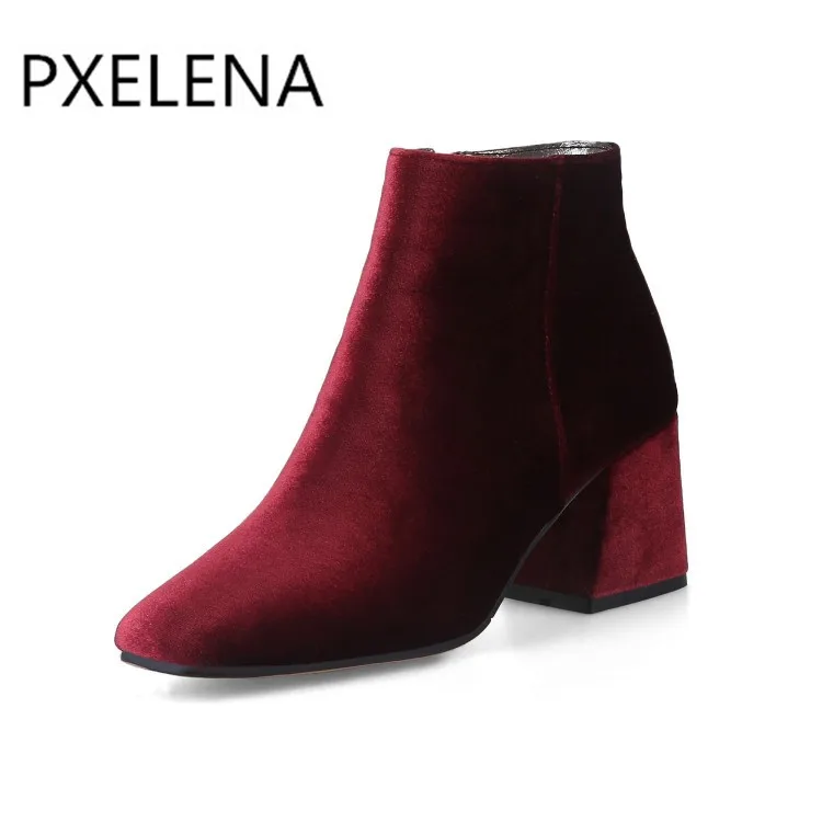 PXELENA/женские ботильоны размера плюс 34 43 2018 зимние популярные ботинки на толстом