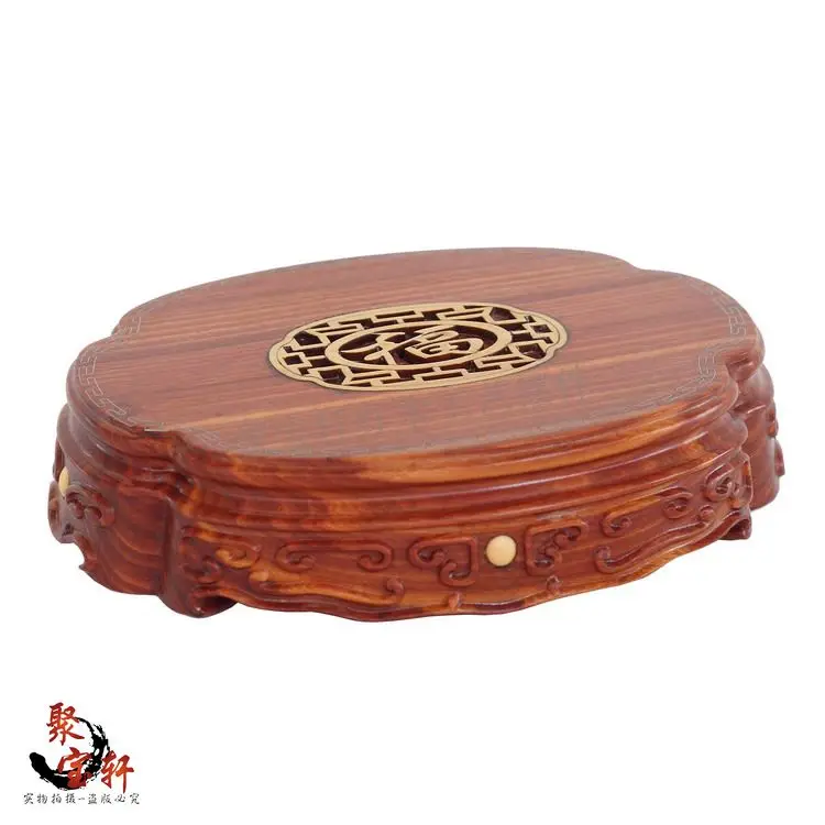 

Special red wingceltis solid wood carving of Buddha carved mahogany handicraft circular base vase furnishing articles