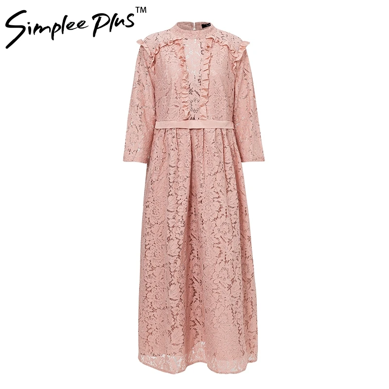 Женское кружевное платье Simplee Plus Элегантное Длинное Платье макси с длинным