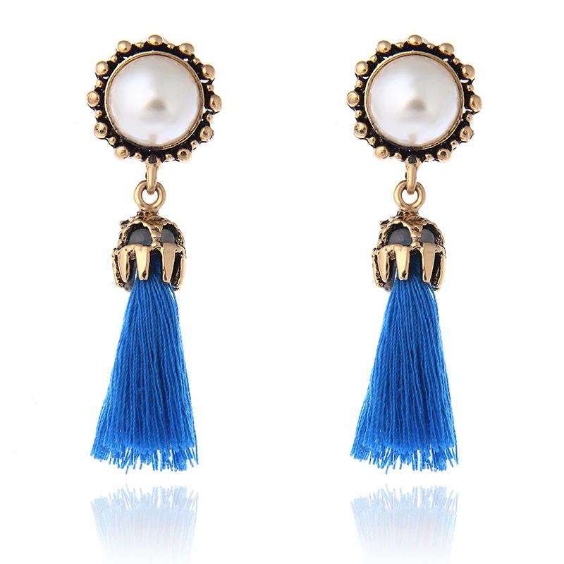 Женские сережки Brincos Bijoux модные серьги капельки из синего циркония с жемчугом для