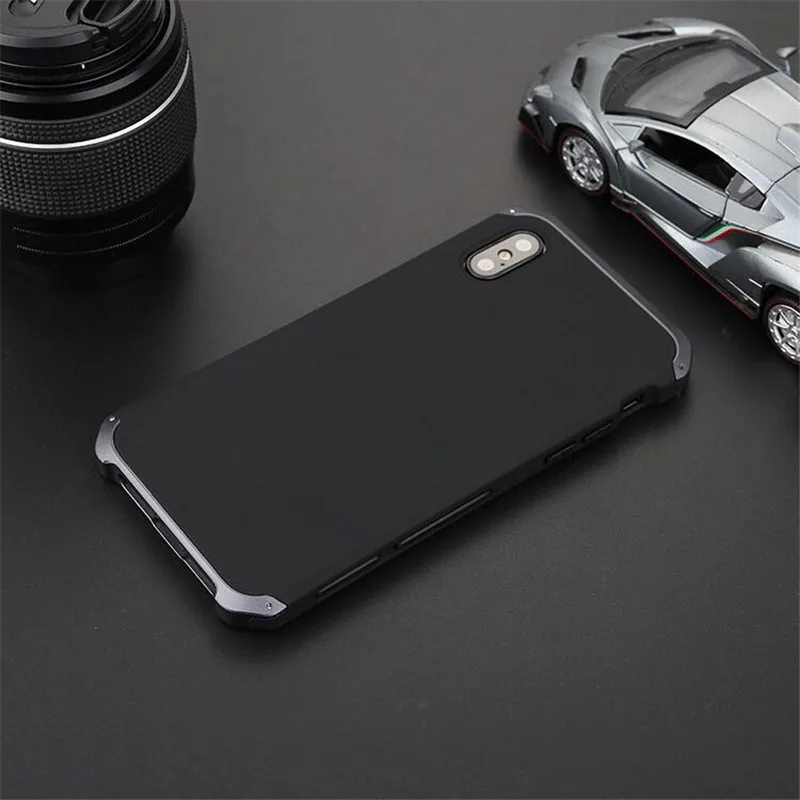 Black Gray R-JUST роскошный бронированный металлический алюминий+ PC Сверхмощный Телефон Защита Funda Coque чехол для iPhone X XS MAX 8 6 6S 7 Plus 5S SE XR чехол - Цвет: Black Gray