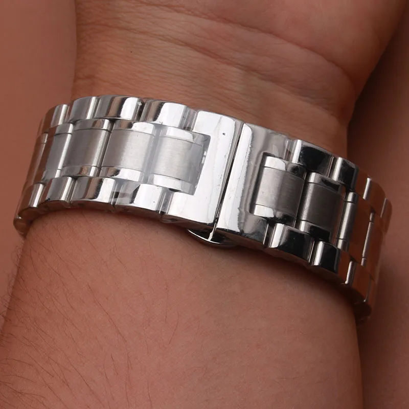 Браслет для часов из нержавеющей стали серебристый 14 мм 15 16 17 18 19 20 21 22 23 24 мм|metal watch