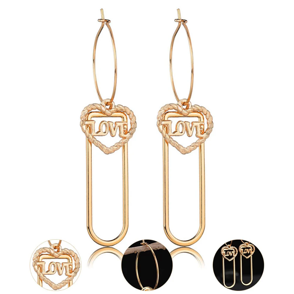 Fashion Hot Women Hollow Love Heart Pendant Dangle Long Hoop Earrings Jewelry Gift | Украшения и аксессуары