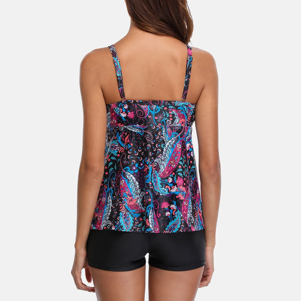 Attratco Tankini женский купальник с принтом в стиле ретро купальный костюм подкладкой