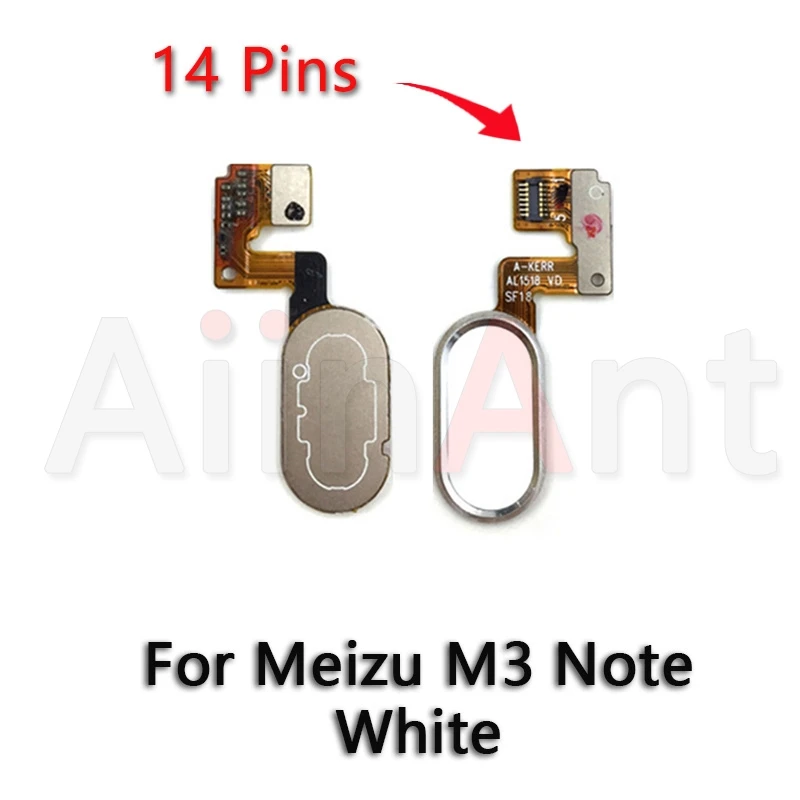 M3 Note White Домашний ключ Aiinant, кнопка возврата отпечатков пальцев, сенсорный ID сенсор, гибкий ленточный кабель для Meizu M3 Note M3s, запчасти для мобильных телефонов - Цвет: M3 Note White