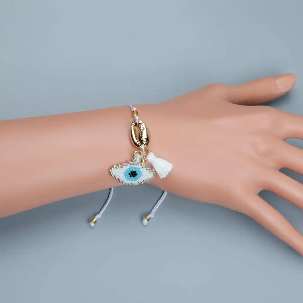 Женский браслет Go2boho с цепочкой злой глаз летний золотыми бусинами 2019|Браслеты