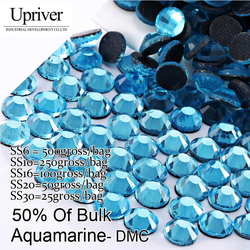 

Bulk Packing Shiny Stones Flatback Best Quality SS6 SS10 SS16 SS20 SS30 Aquamarine Hotfix Rhinestones