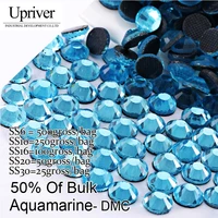 bulk packing shiny stones flatback best quality ss6 ss10 ss16 ss20 ss30 aquamarine hotfix rhinestones