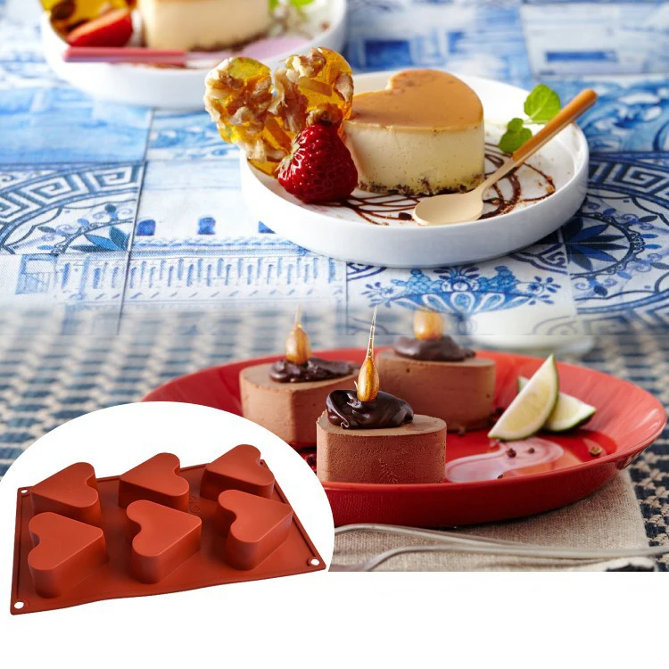 6 плоских форм в форме сердца силиконовая форма для торта Кондитерская заливки