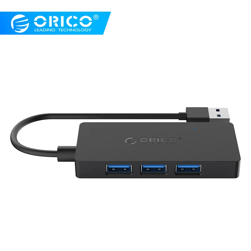 Прямоугольный мини хаб ORICO с 4 портами USB 3 0 и функцией OTG для ОС Windows Mac черный/белый