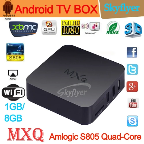2015 новый MXQ BOX TV MX Amlogic S805 четырехъядерных процессоров IPTV андроид 4.4 Kitkat 4 К 1 ГБ / 8 XBMC