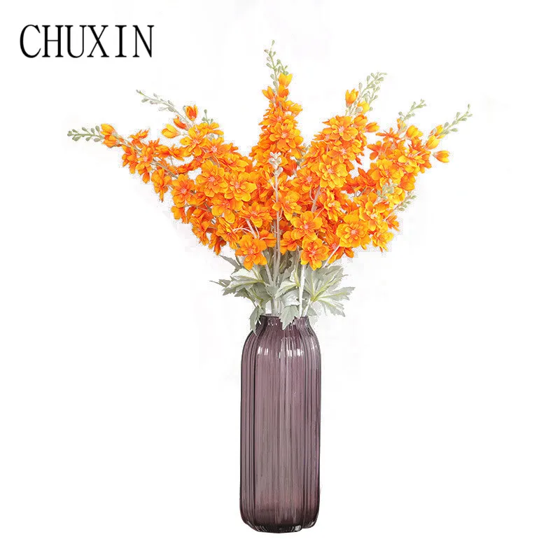 Имитация флокирования Дельфиниум трава искусственные растения с цветами